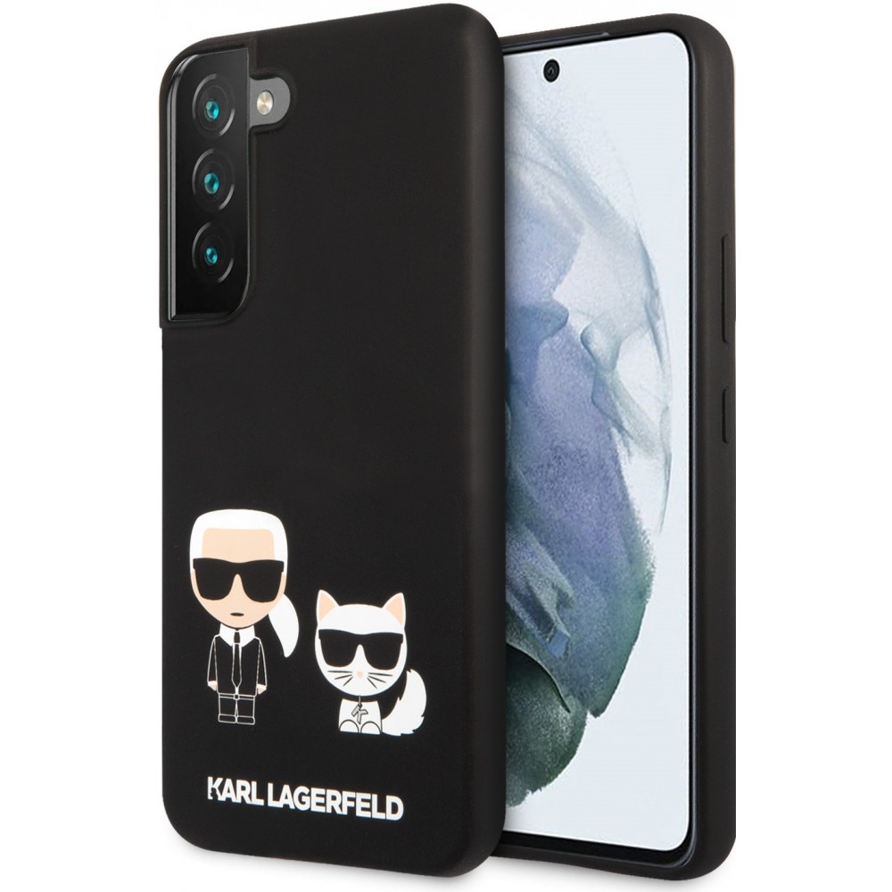 Samsung Galaxy S22+ Case Hülle - Karl Lagerfeld und Choupette Soft-Touch-Silikon - Schwarz