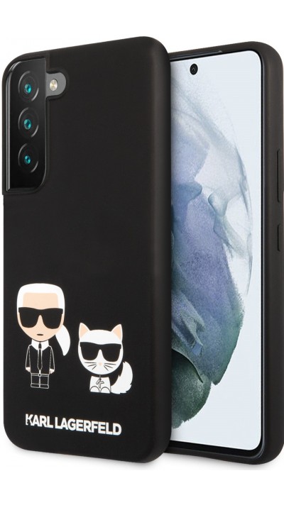 Coque Samsung Galaxy S22+ - Karl Lagerfeld et Choupette silicone soft touch - Noir