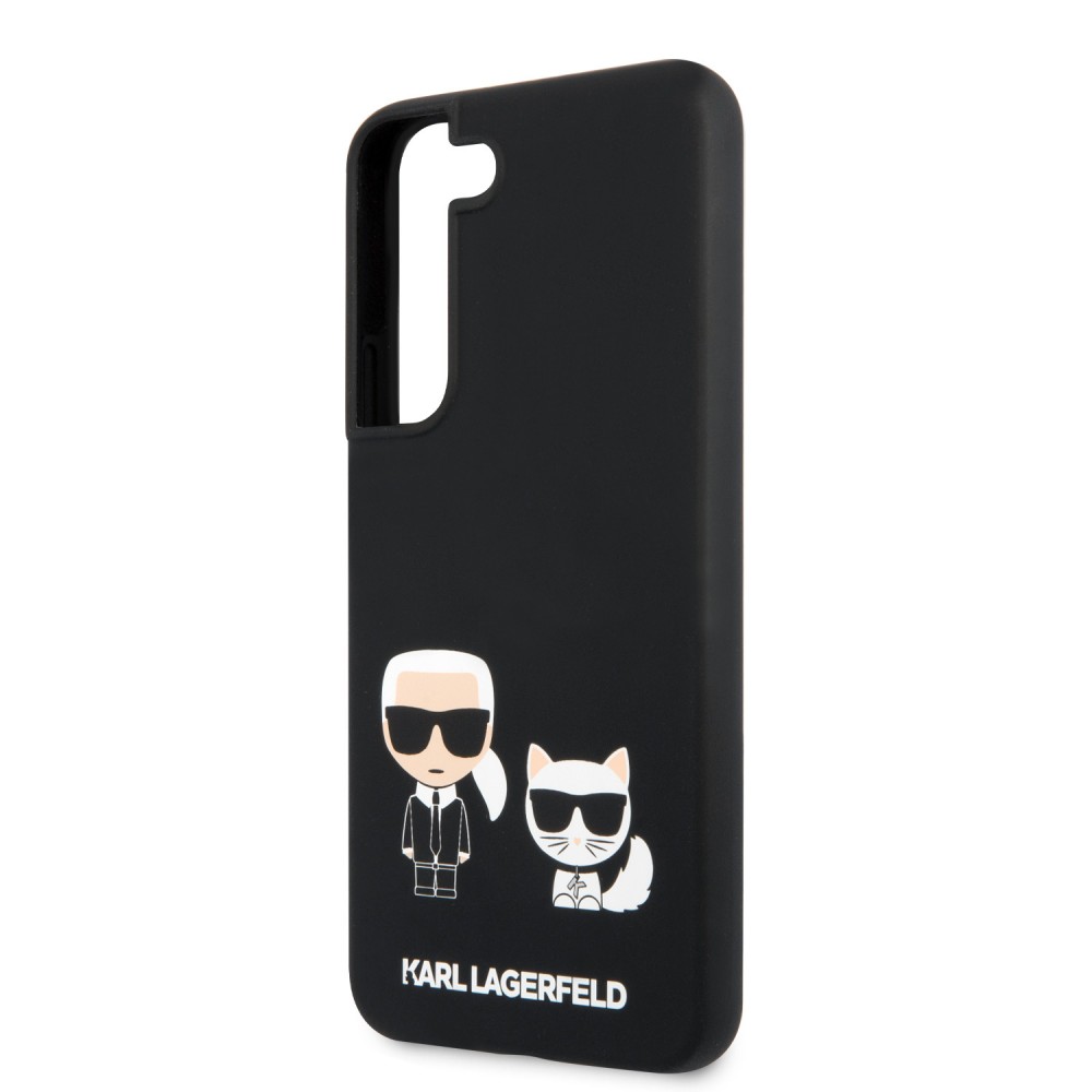 Samsung Galaxy S22+ Case Hülle - Karl Lagerfeld und Choupette Soft-Touch-Silikon - Schwarz