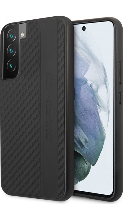 Coque Samsung Galaxy S22 - AMG effet carbone et cuir - Noir