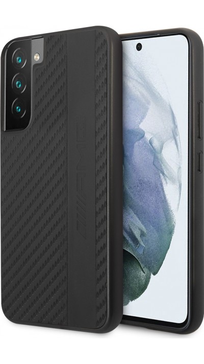 Coque Samsung Galaxy S22 Ultra - AMG effet carbone et cuir - Noir