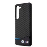 Coque Samsung Galaxy S23 - BMW M effet carbone et cuir avec logo métallique en relief - Noir