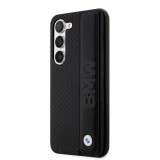 Samsung Galaxy S23+ Case Hülle - BMW Signature Collection mit Stirnband aus echtem Leder und Metall-Logo - Schwarz