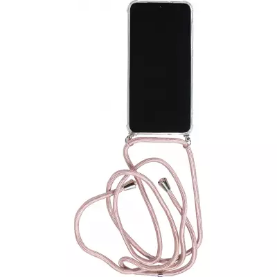 Hülle Samsung Galaxy A17 - Gummi transparent mit Seil Gold - Rosa