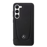 Coque Samsung Galaxy S23 - Mercedes cuir véritable design siège automobile avec perforation et logo métallique - Noir