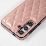 Galaxy S24+ Case H&uuml;lle - Silikon case mit Kunstleder Oberfl&auml;che und aufklappbarem Portemonnaie - Rosa