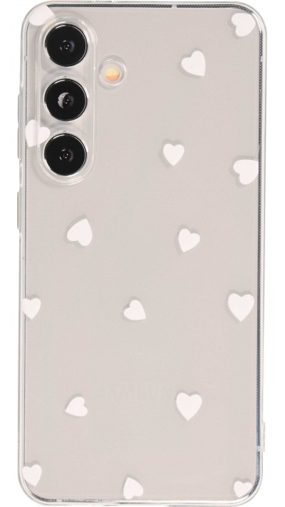 Coque Samsung Galaxy S24+ - Gel petit coeur transparent - Blanc