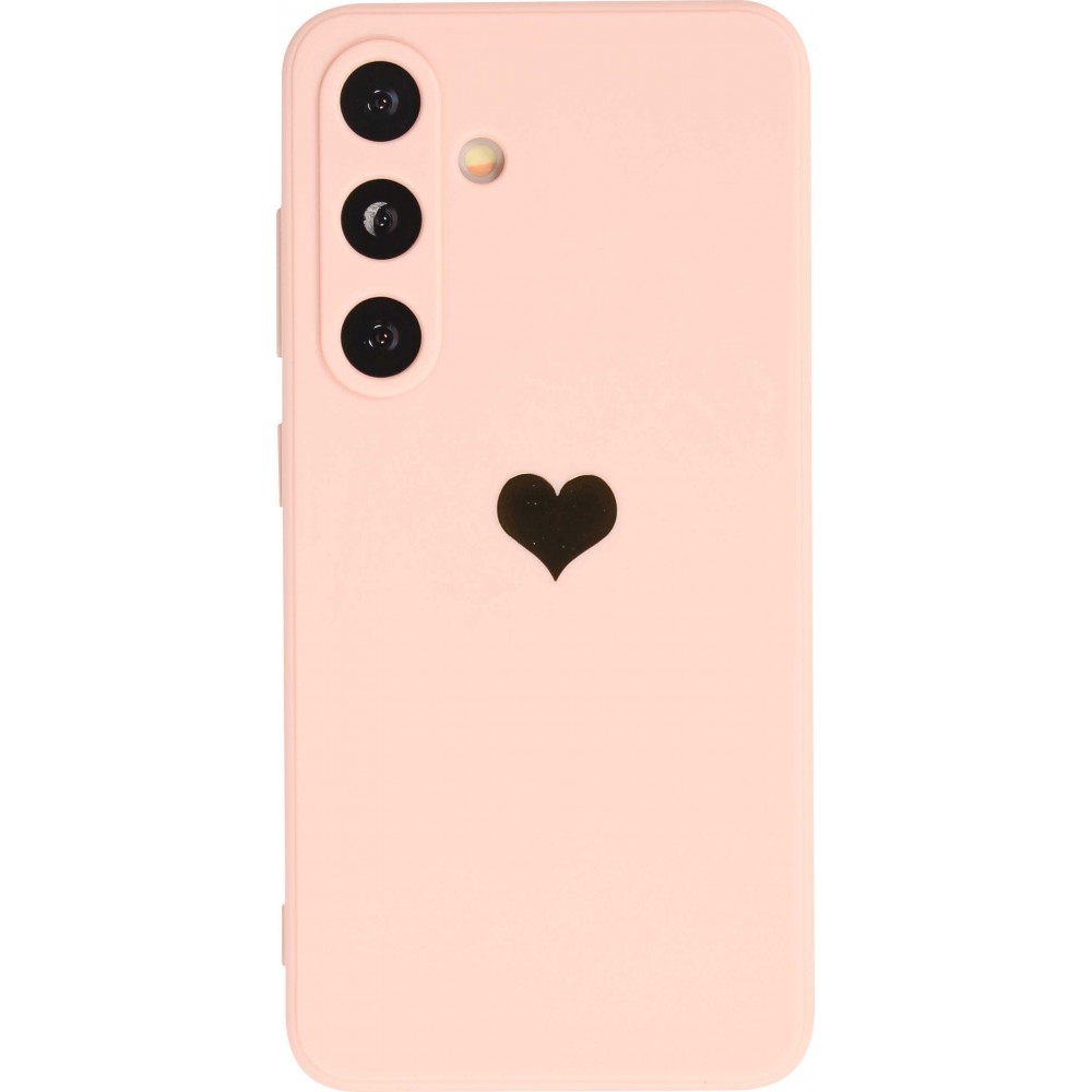 Coque Samsung Galaxy S24+ - Silicone Mat Coeur doré - Rose