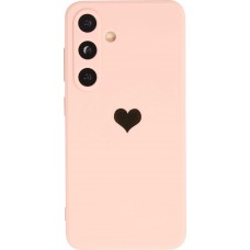 Samsung Galaxy S24+ Case Hülle - Silikon Mat Herz gold - Rosa