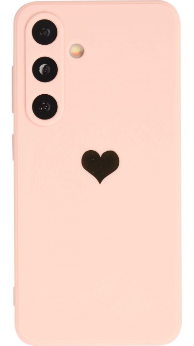 Coque Samsung Galaxy S24+ - Silicone Mat Coeur doré - Rose