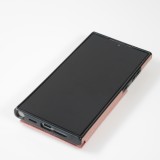Coque Samsung Galaxy S24 - Etui en silicone avec surface en similicuir et porte-monnaie pliable - Rose