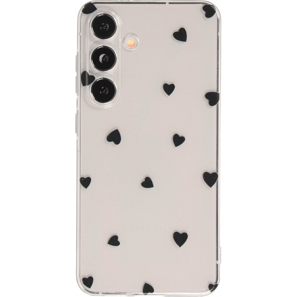 Coque Samsung Galaxy S24 - Gel petit coeur - Noir