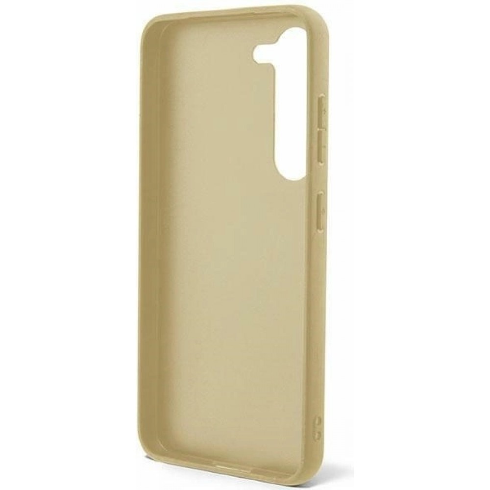 Coque Samsung Galaxy S24 - Guess paillettes or avec logo en métal doré - Or