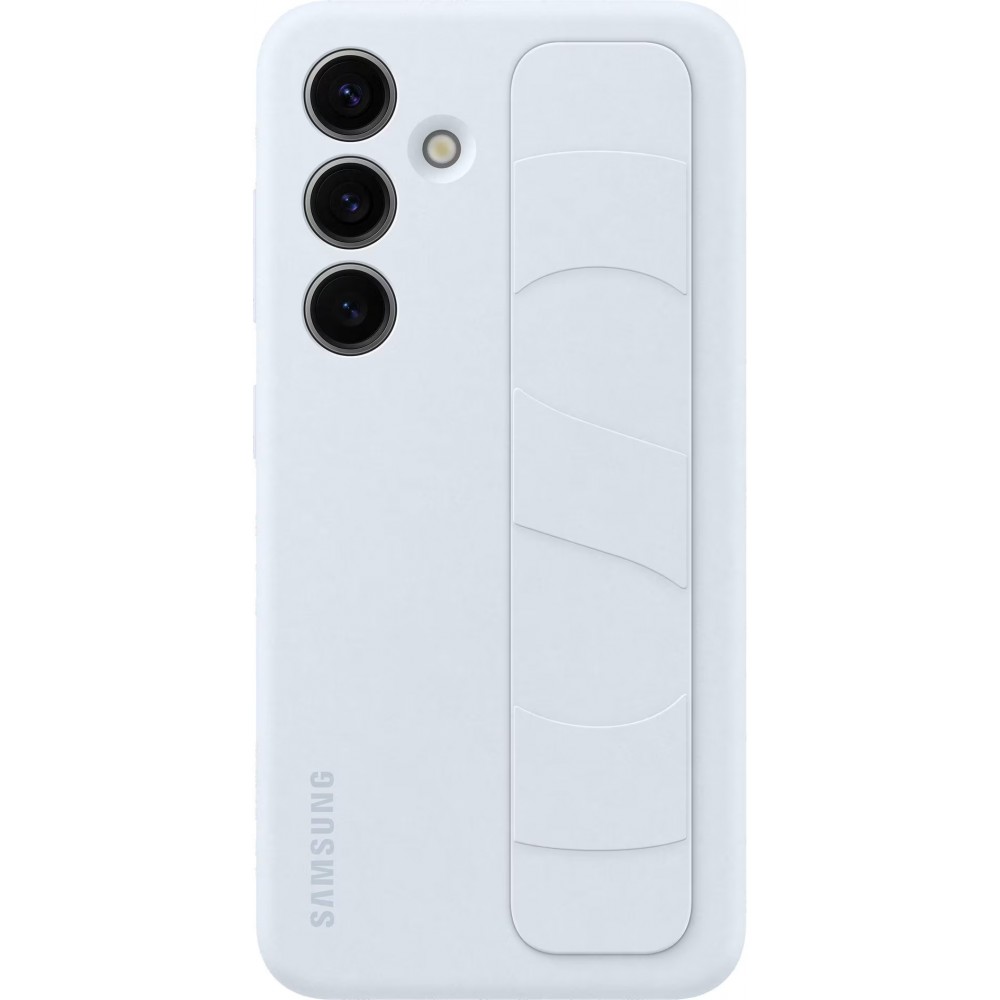 Coque Samsung Galaxy S24 - Samsung officielle en silicone soft touch avec support amovible intégré - Bleu clair