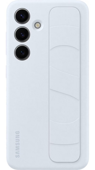 Coque Samsung Galaxy S24 - Samsung officielle en silicone soft touch avec support amovible intégré - Bleu clair