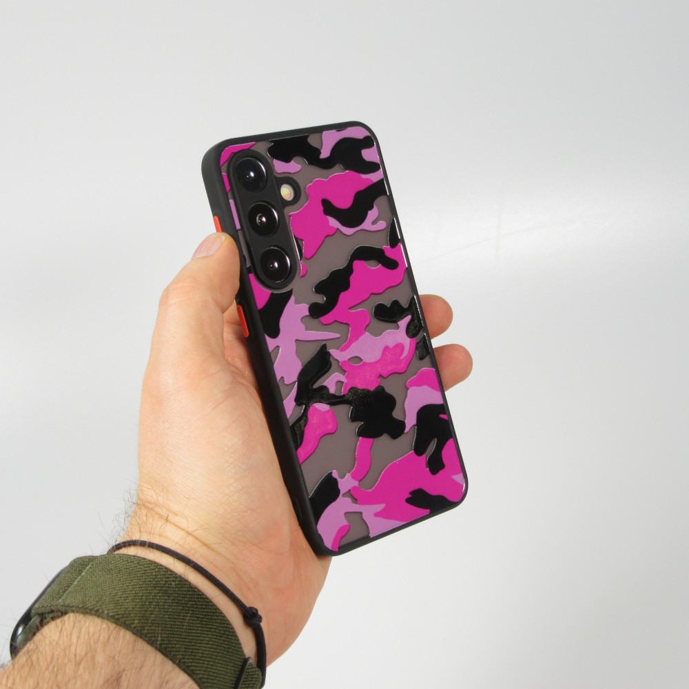 Coque Samsung Galaxy S24 - Semi Transparent blurry Design Camouglage - Violet
