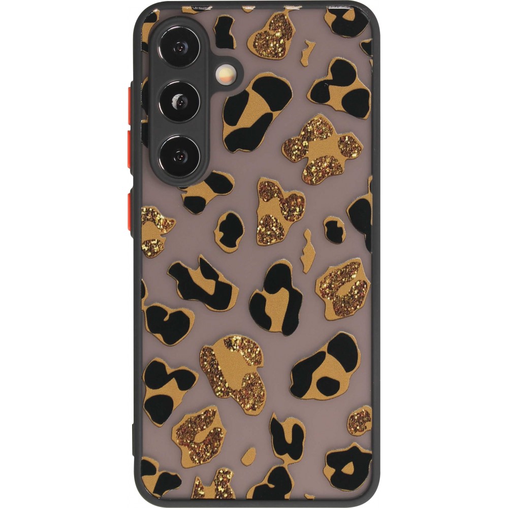 Coque Samsung Galaxy S24+ - Semi Transparent blurry Design Leopard - Or