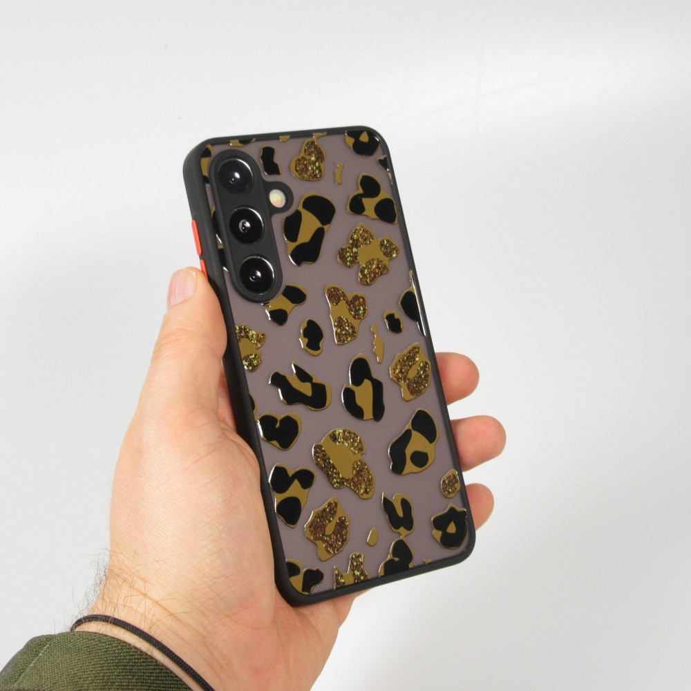 Samsung Galaxy S24+ Case Hülle - Semi Transparent blurry Design Leopard - Gold