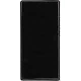Galaxy S24 Ultra Case Hülle - Vollständig genarbtes Luxuskalbsleder mit Metallknöpfen und MagSafe - Dunkelbraun