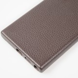 Galaxy S24 Ultra Case Hülle - Vollständig genarbtes Luxuskalbsleder mit Metallknöpfen und MagSafe - Dunkelbraun