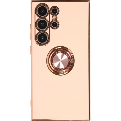 Coque Samsung Galaxy S25 Ultra - Gel Bronze avec anneau - Rose