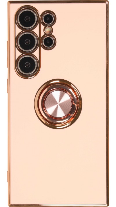 Coque Samsung Galaxy S24 Ultra - Gel Bronze avec anneau - Rose