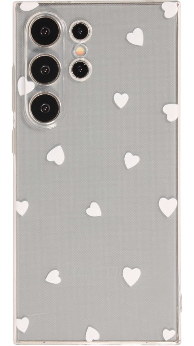 Coque Samsung Galaxy S24 Ultra - Gel petit coeur transparent - Blanc
