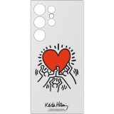Coque Samsung Galaxy S24 Ultra - Samsung Keith Haring illustration cœur et bord silicone blanc - Blanc