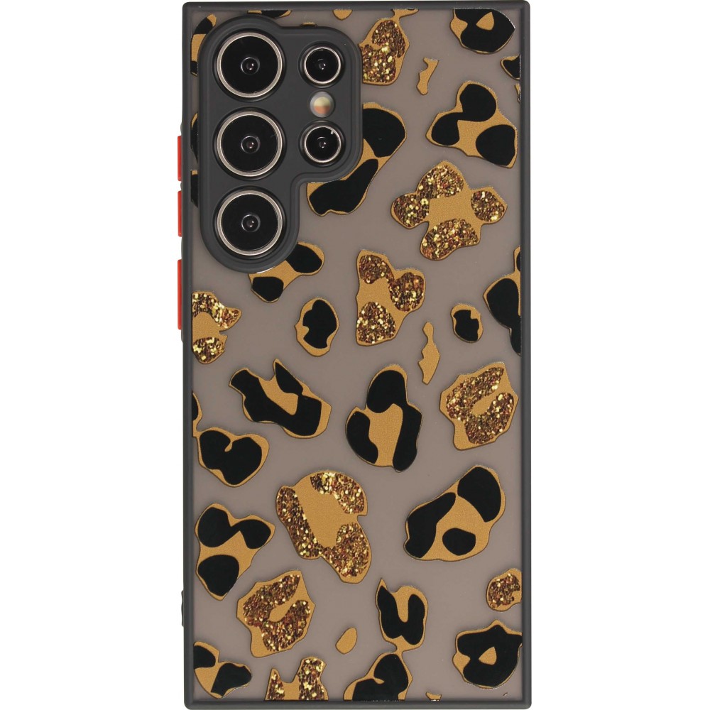 Coque Samsung Galaxy S24 Ultra - Semi Transparent blurry Design Leopard - Or