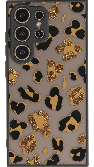 Galaxy S24 Ultra Case Hülle - Semi Transparent blurry Design Leopard - Gold