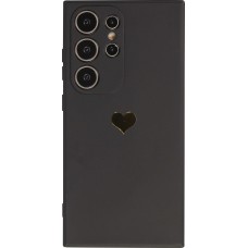 Samsung Galaxy S24 Ultra Case Hülle - Silikon Mat Herz gold - Schwarz