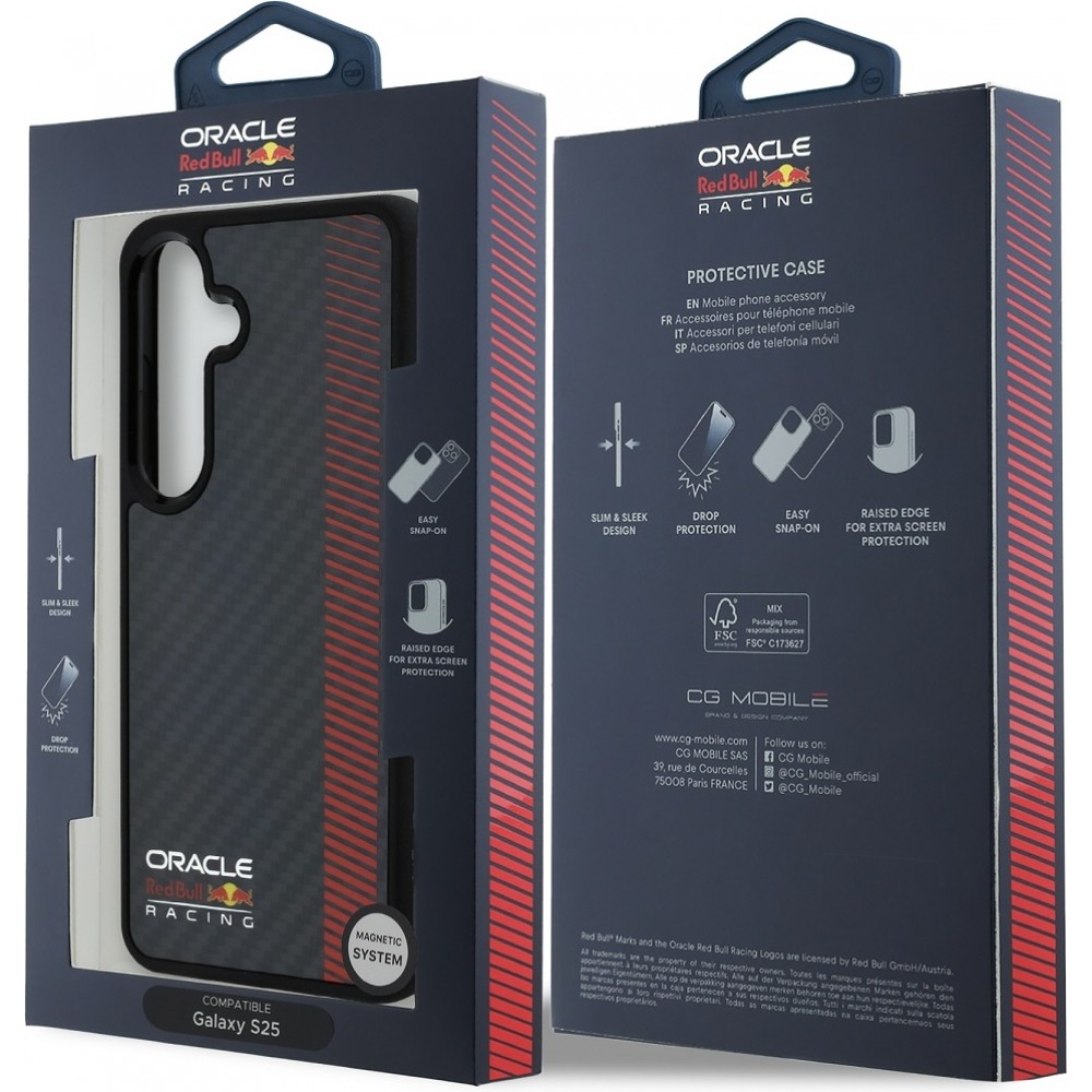 Galaxy S25+ Case Hülle - Red Bull Racing Carbon Powerbar MagSafe - Schwarz