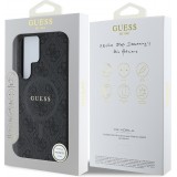 Coque Samsung Galaxy S25 Ultra - Guess monogramme similicuir avec MagSafe intégré et logo doré - Noir