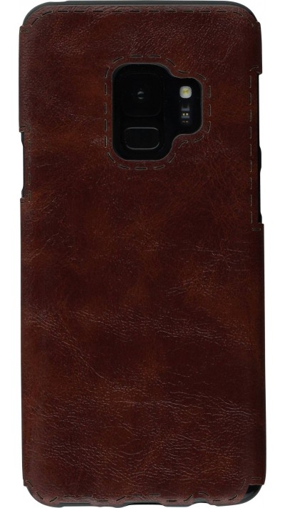 Coque Samsung Galaxy S9+ - Leather Dashed - Brun