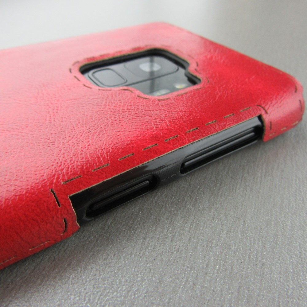 Coque Samsung Galaxy S9+ - Leather Dashed - Rouge