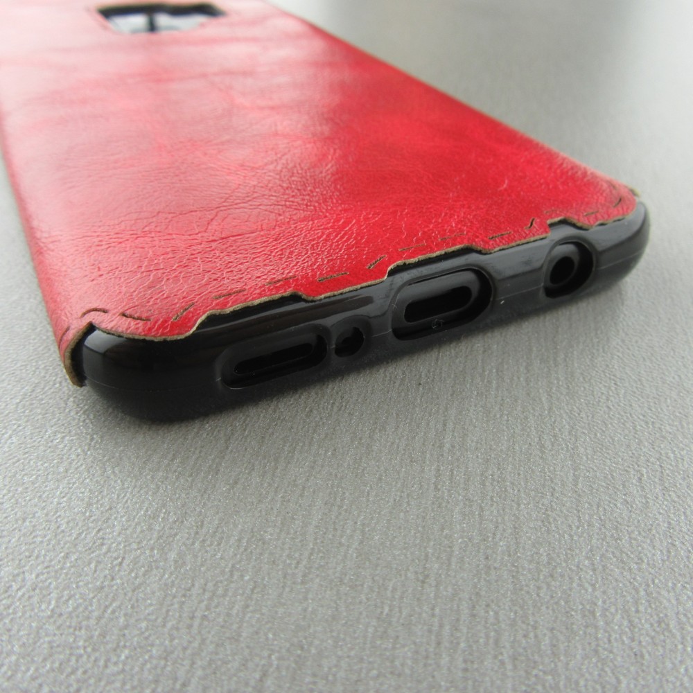 Hülle Samsung Galaxy S9+ - Leather Dashed - Rot