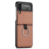 Coque Samsung Galaxy Z Flip3 5G - Fourre en cuir de luxe au look élégant avec anneau de transport - Brun