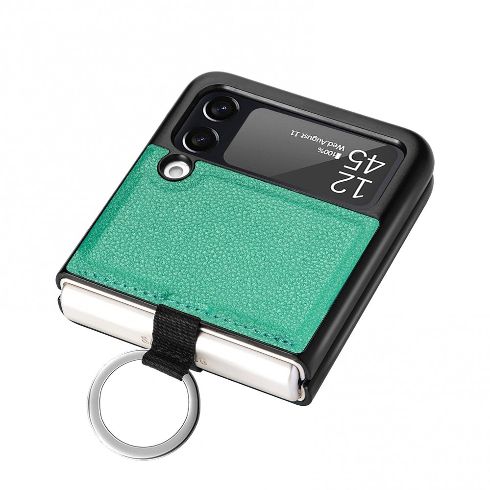 Galaxy Z Flip3 5G Case Hülle - Luxus Lederhülle in elegantem Look inkl. Tragering - Grün