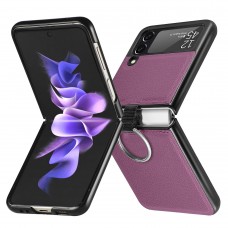 Coque Samsung Galaxy Z Flip3 5G - Fourre en cuir de luxe au look élégant avec anneau de transport - Violet