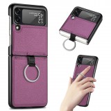 Coque Samsung Galaxy Z Flip3 5G - Fourre en cuir de luxe au look élégant avec anneau de transport - Violet