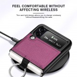 Coque Samsung Galaxy Z Flip3 5G - Fourre en cuir de luxe au look élégant avec anneau de transport - Violet