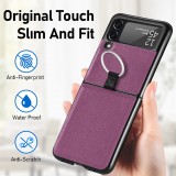 Coque Samsung Galaxy Z Flip3 5G - Fourre en cuir de luxe au look élégant avec anneau de transport - Violet