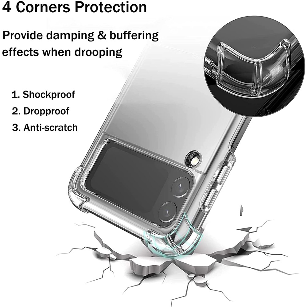 Case Hülle Samsung Galaxy Z Flip3 5G - Gummi Transparent Gel Bumper mit extra Schutz für Ecken Antischock