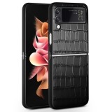 Coque Samsung Galaxy Z Flip4 - Croco Qialino cuir véritable - Noir