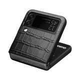 Coque Samsung Galaxy Z Flip4 - Croco Qialino cuir véritable - Noir