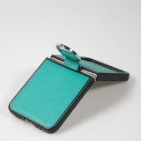 Galaxy Z Flip4 Case Hülle - Leder Design mit Haltering - Blau
