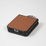 Galaxy Z Flip4 Case Hülle - Leder Design mit Haltering - Braun