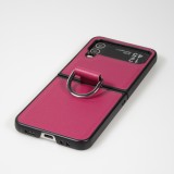 Coque Samsung Galaxy Z Flip4 - Design en cuir avec anneau de support - Violet