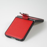 Coque Samsung Galaxy Z Flip4 - Design en cuir avec anneau de support - Rouge