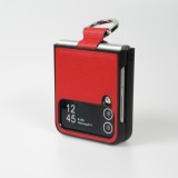 Coque Samsung Galaxy Z Flip4 - Design en cuir avec anneau de support - Rouge